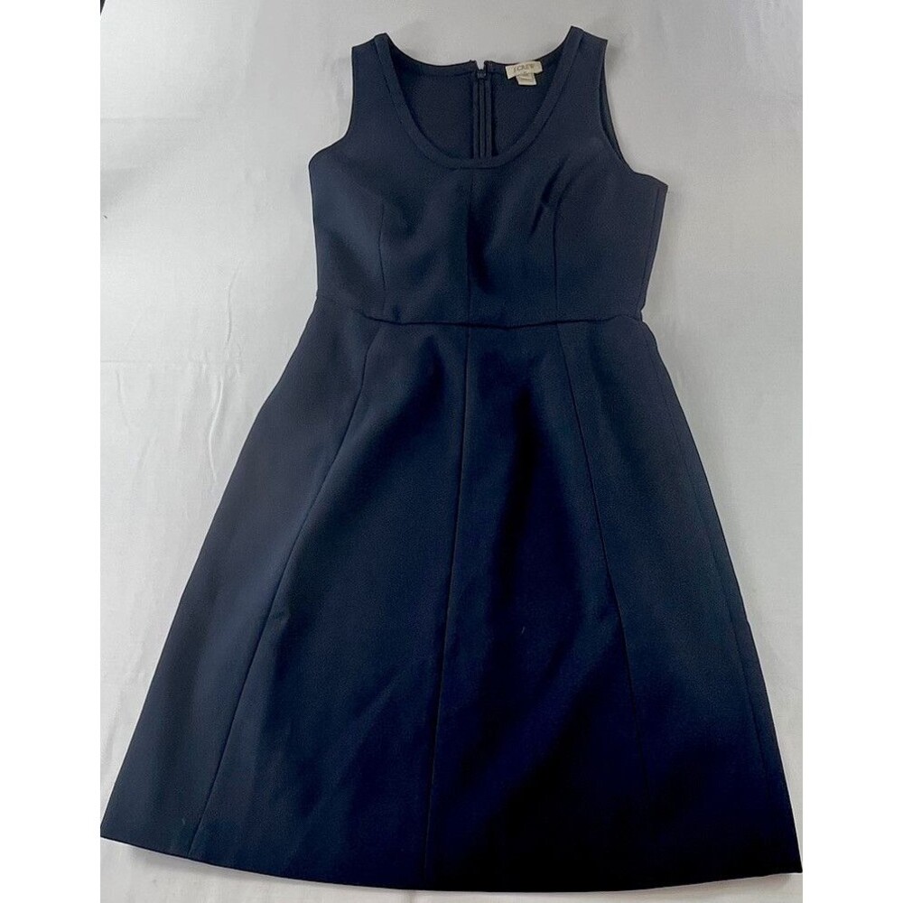 J Crew Womens Navy Blue Round Neck Sleeveless A-Line Pleated Dress Size 00